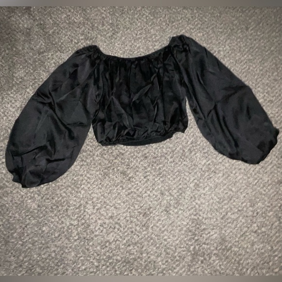 Put it down off shoulder satin top - Picture 2 of 3